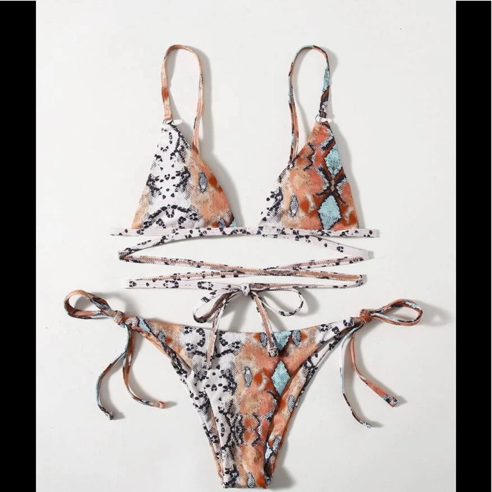Snakeskin Criss cross bathing suit